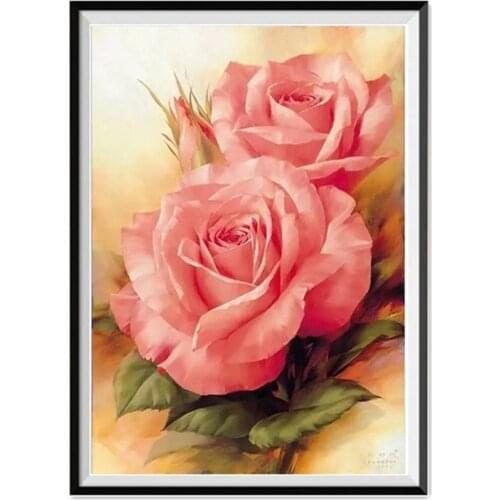 Flower Printed Fabric 11CT Cross-Stitch Set DIY Embroidery DMC Threads Craft Needlework Knitting Painting Floss Gift