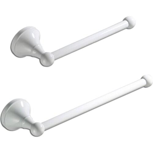 Two-Piece Set White/Black Simple Paper Towel Bar Towel Bar Brass Towel Rack