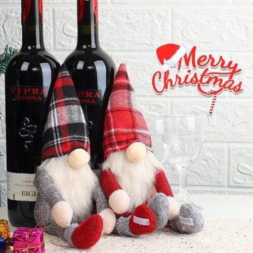 New Christmas Faceless Doll Bottle Ornament Christmas Old Man Holding Wine Bottle Set Decoration Christmas Decorations for Home