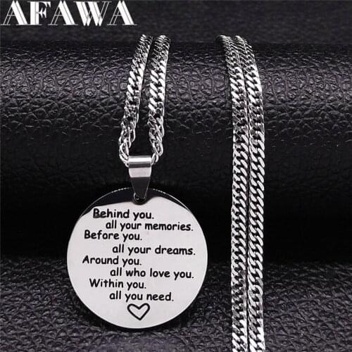 Love You all your dreams around you Stainless Steel Statement Necklace for Women Silver Color Necklace Chain Jewelry NXS01