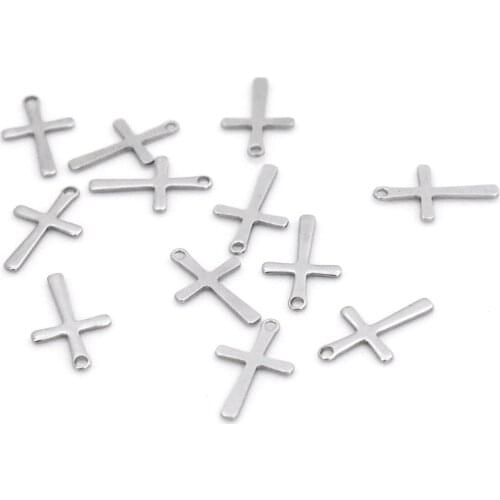 50pcs/lot Stainless Steel Material Cross/Anchor/Heart/Moon Charms Pendant DIY Handmade Necklace and Earring Jewelry Accessories