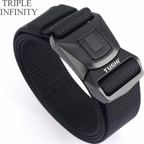 New Mens Belt For Trousers Zinc Alloy Pluggable Buckle Outdoor Safety Work Male Belts Quick Dry Durable Nylon Casual Knit Belt