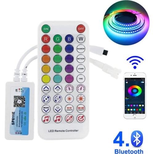SP611E WS2812B WS2811 Music Controller Built In Mic Dual Signal Addressable Pixels LED RGB Strip Light IOS/Android App DC5V-24