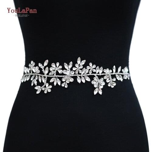 YouLaPan SH239 Wedding Belt Silver Rhinestone Belt Wedding Dress Belt for Girlfriend Gift Bridal Party Dress Belt Diamond Belt