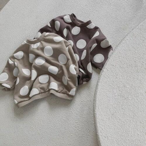 Spring Autumn New Kids Hoodies Korean Casual Boys Girls Loose Dots Pullovers Childrens Cotton Soft Sweatshirt Baby Clothes