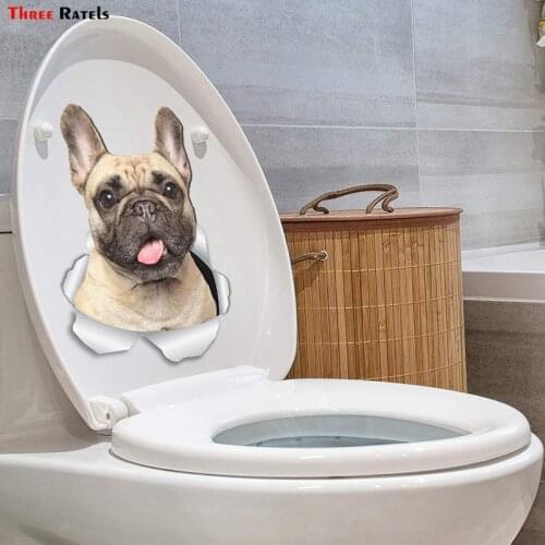 Three Ratels FTC-1082 Loveable French Bulldog Dog Wall Decals Frenchie Toilet Sticker 3D Car Window And Bumper