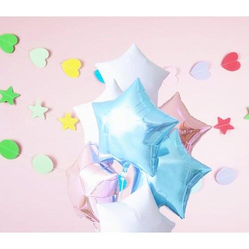APRICOT 6pcs/lot Foil balloon Stars Shape 18inch White & Pink& Sky blue Wedding Decoration Kids' Birthday party Supplies