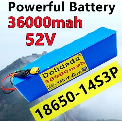 High capacity 52v2000w14s3p36mah lithium ion battery pack for 58.8v electric bicycle electric bicycle scooter with discharge bms