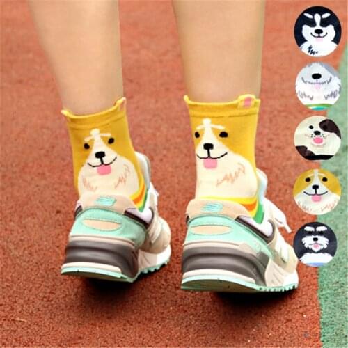 High quality womens lovely cartoon socks autumn-winter funny animal socks fashion ladies and women cute cotton dog sock