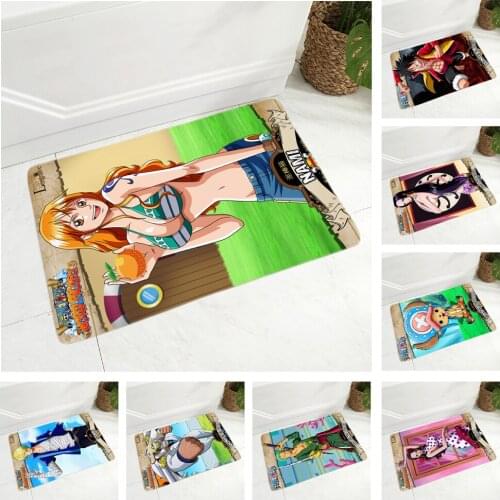 Japan Anime Cartoon One Piece Doormat Non-Slip Soft Printed Flannel Carpet Decor Floor Door Mat for Hallway Kitchen Room 40x60cm