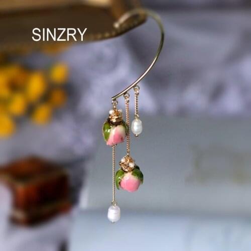 SINZRY personality forest stylish handmade preserved rose flower sweety otica earrings women tassel ear loop