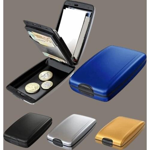 Card Holder Blocking Hard Case Wallet Credit Card Scanning Protect Card Holder Women and Men Card Wallet Unisex Aluminum Bank