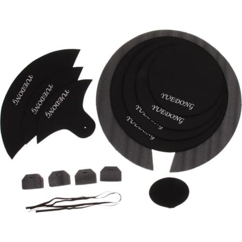 1 Set Drum Mute Pad Mat Drum Head Pad Drum Kit Set Parts Accessory Black