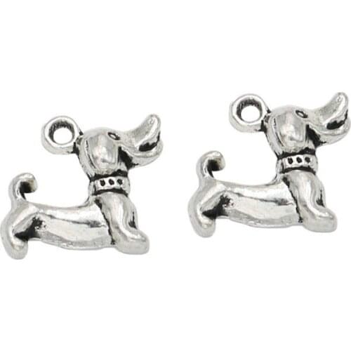 10pcs Tibetan Silver Plated Dogs Charms Pendants for Bracelet Necklace Jewelry Making DIY Handmade Craft 13x12mm