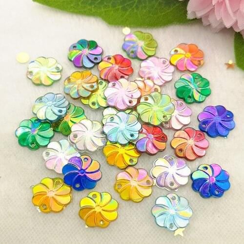 120PCS 12mm AB Resin Windmill Flatback Rhinestone Scrapbook DIY Craft Appliques 2 hole