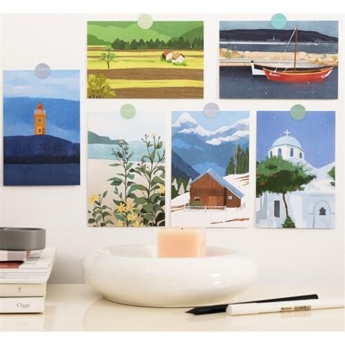 15Pcs Ins Cartoon Style Travel Diary Sight of The World Decorative Card Wall Sticker for Photography Props Art Home Decoration