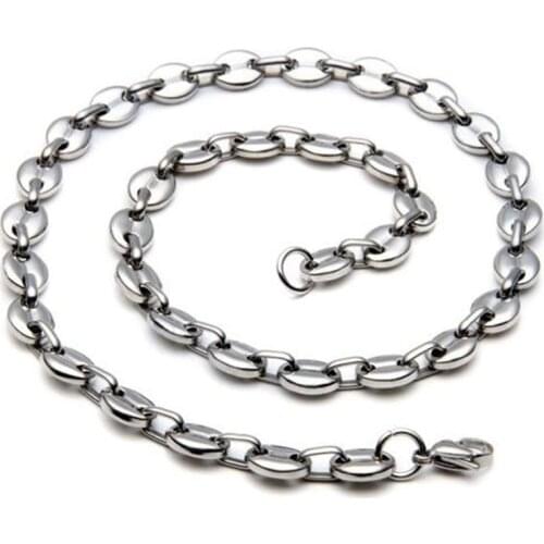 2021 Design stainless steel jewelry Necklace For Men Women Coffee Bean Shape Melon Seed Chain Stainless Steel Necklace