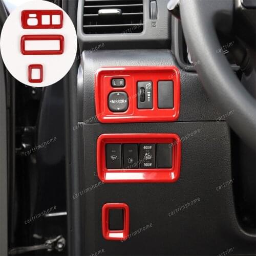 3*Rear Mirror Adjustment Switch Button Cover For Toyota 4Runner 2010-19 ABS Red