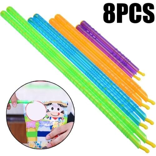 8pcs/set Seal Sticks Reusable Bag Sealer Seal Bag Stick Bag Clips Fresh Food Sealed Bag Organizer Random Color