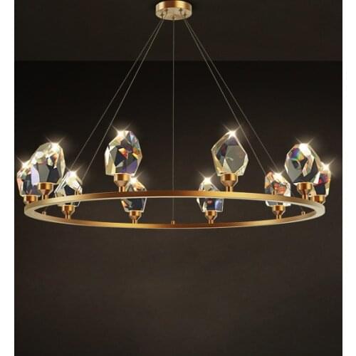 Postmodern Copper Crystal Designer Round LED Lamparas De Techo Ceiling Lights.LED Ceiling Light.Ceiling Lamp For Dinning Room