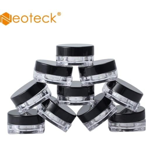 Neoteck 100Pcs Cosmetics Jar Box Makeup Cream Nail Art Bead Storage Pot Container Round Bottle Portable Plastic Transparent Case