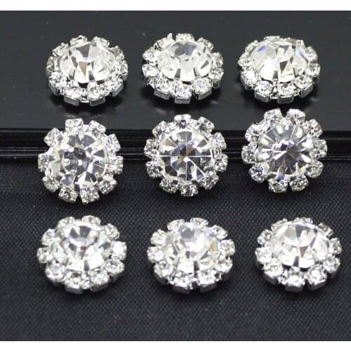Free Shipping 14mm 40pcs Rhinestone Wedding Diamond Button Rhinestone Flatback Button Crystal Button DIY craft Accessories YC09