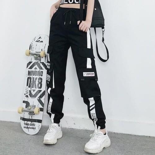 Streetwear Cargo Pants Womens Elastic Waist Female Joggers Sports Sweatpants Casual Trousers Fashion Ankle Length Plus Size 5XL