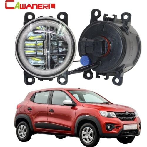Cawanerl Car Accessories LED Bulb 4000LM Fog Light + Angel Eye Daytime Running Light DRL H11 12V For Renault Kwid 2015-2018