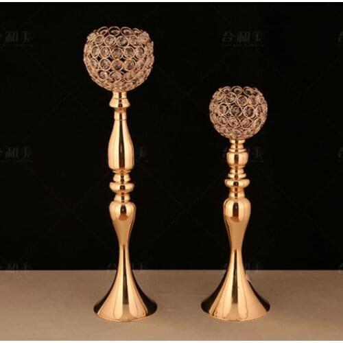 Gold Crystal Candelabra Candle Holder Flower Stand Table Centerpiece
