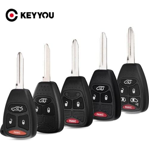 KEYYOU Remote Fob Car Key Case 2/3/4/6 Buttons Shell For Dodge Dakota Durango Charger For Jeep Grand Cherokee Chrysler 300 Town