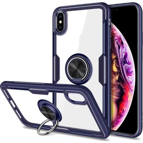 Magnetic Metal Ring Stand Holder Case For iPhone 12 Mini 11 Pro XS Max XR X 8 7 6s 6 Plus Silicone Frame Transparent Back Cover