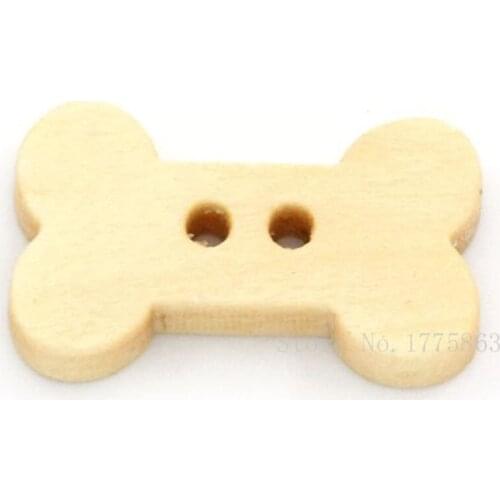 50 Pcs 1.8cm Dog Bone 2 Holes Wooden Buttons , for Sewing, Scrapbooking Crafts ,2 Holes 7NK68