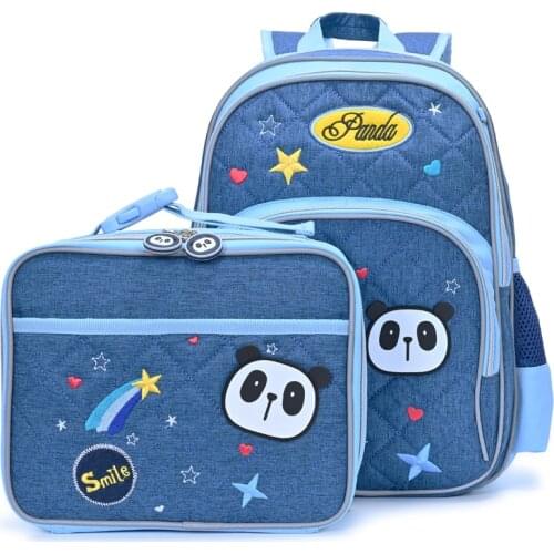 Abshoo Children Fashion Design School Bookbag Elementary Kindergarten Blue Panda Set Cute Lightweight Backpacks for Teen Boys