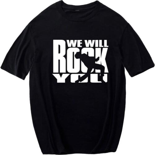 Glitter Rock Band Queen T Shirt Men Cool streetwear Pop rock T-shirt men Summer 100% Cotton Heavy Rock Tops tees men clothing