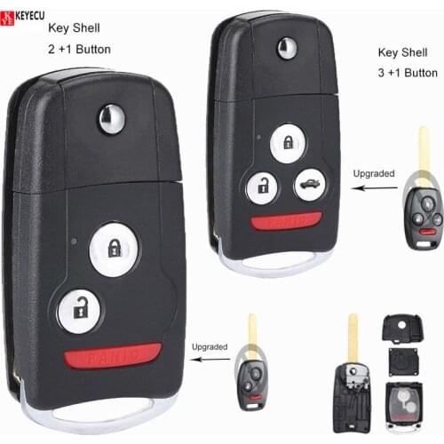 Keyecu Upgraded Remote Key Shell Case 2+1Button/3+1B for Honda Accord Civic CR-V Pilot Fit 2003 2004 2005-2013 FCCID: MLBHLIK-1T