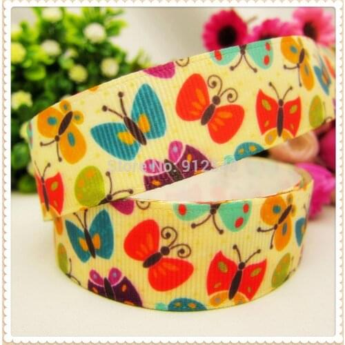 XW71019, 22mm Butterfly Series Printed grosgrain ribbon, DIY handmade materials, headwear accessories, wedding gift wrap
