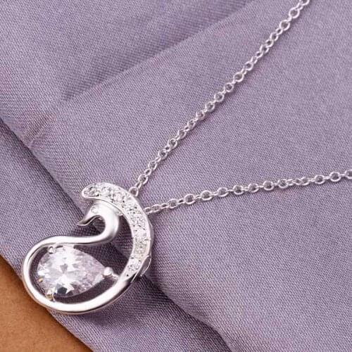 Best Gift silver necklaces Bezel Stone Swan collares mujer charm SMTN326