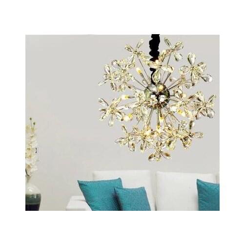 Chandelier restaurant simple creative crystal chandelier led spherical flower front mall decorative chandelier