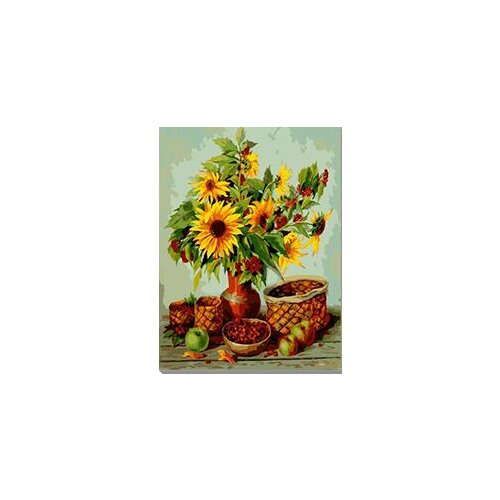 MaHuaf-W1353 Still life of sunflowers and berry coloring by numbers on canvas hand painted cuadros painting for wall decor
