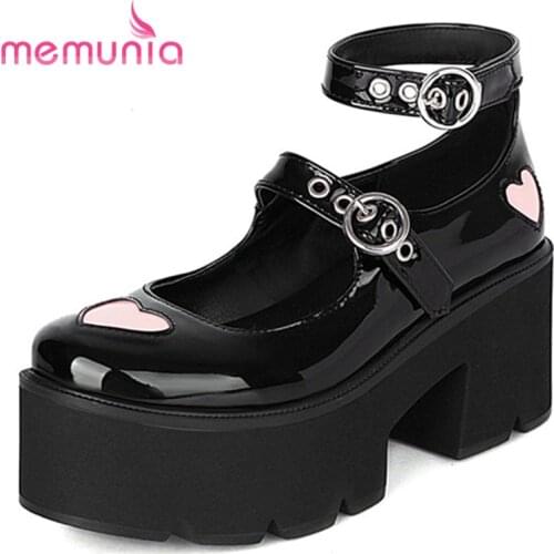 MEMUNIA Hot Sale Gladiator Shoes Women Pumps Patent Leather Fashion Thick Bottom Casual Shoes Summer Punk Platform Shoes Woman