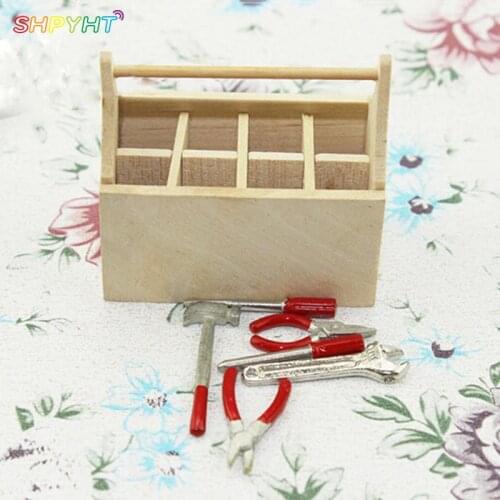 Miniature Dollhouse Wooden Toolkit Toolbox Furniture Toy Set Life Scenes 1/12 Scale Dolls Accessories Decor Model Toys NEW