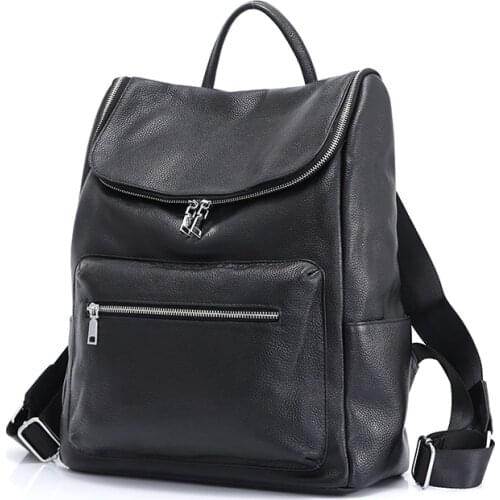Multifunctional Large Capacity School Backpack For Girls Genuine Leather Young Travel Bags Casual Solid Zipper Rucksack women