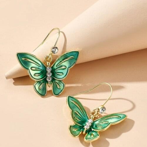 Fashion Party Accessories Korean Style Girls Green Butterfly Pendant Earrings Elegant Womens Wedding Charm Earrings Jewelry
