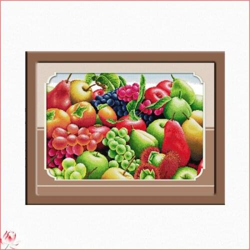 Fruits And Vegetables Printed Cross Stitch Kit 14ct 11ct Printed Fabric Embroidery Kit DIY Handmade Needlework Home Decoration