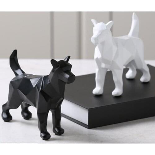 New Products Black and White Wolf Figurine Simple Geometric Origami Animal Sculpture Home Decoration