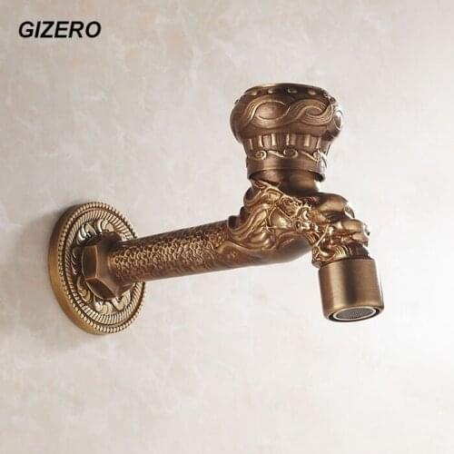 Wholesale And Retail Brand New Wall Mount Antique Dragon Carved Washing Machine Tap High Quality Laundry Faucet ZR229