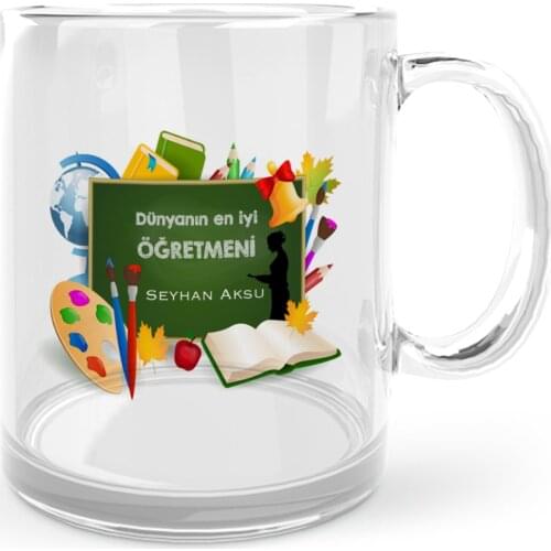 Personalized World Best Öğretmeni Glass Mug Cup-26