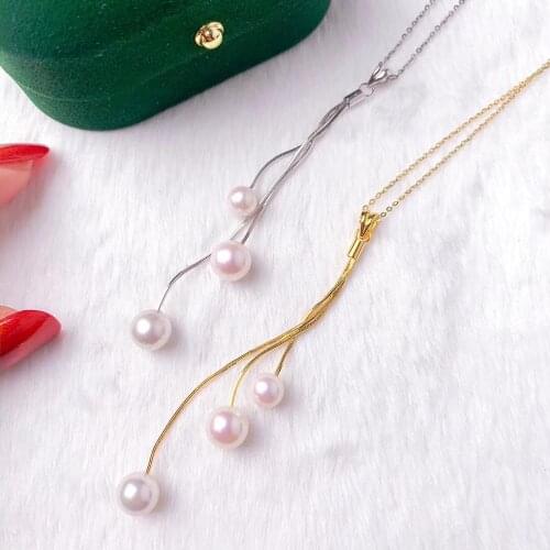 THREE PEARLS Style 925 Sterling Silver Pendant Setting Mounting Findings for Crystals Agate Pearls Corals Jade Stones Beads