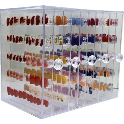 Transparent Acrylic Nail Polish Display Organizer False Nail Art Tips Display Stand Holder Clear Makeup Nail Art Storage Box