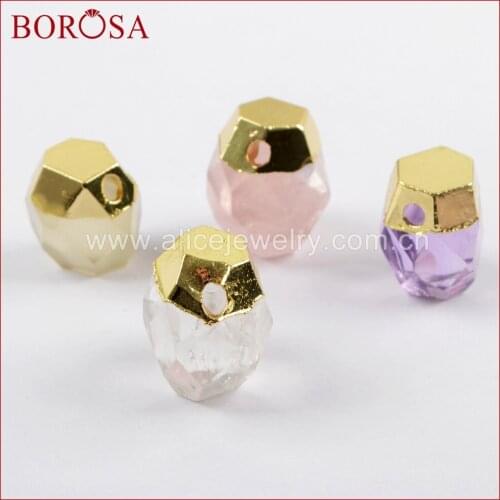 BOROSA 5/6PCS Multi-kind Faceted Stones Natural Gems Amethysts White Crystal Quartz Charms Drusy Jewelry WX1017